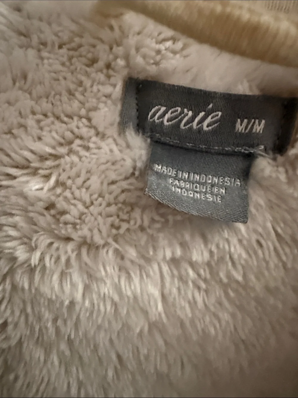 aerie Plush Shawl-Collar Teddy Jacket - Cream